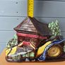 Magnificent Antique Walter Clock, Barbotine Earthenware, House/Chalet/Landscape Shape Image 8