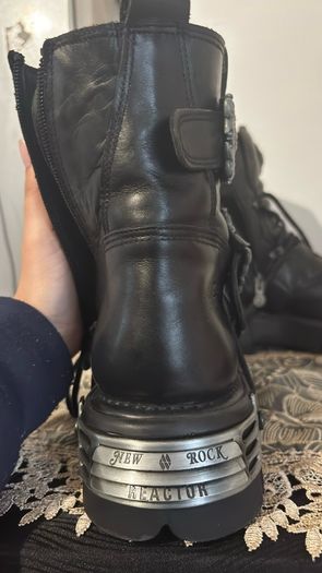 New Rock 373-S4 size 42 Metallic Leather Gothic Mid Calf Punk rock Boots