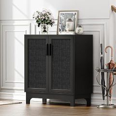 Sideboards for Living Room Black Kitchen Storage Cupboard Accent Cabinet with Adjustable Shelves, Magnetic Closure, Anti-tip