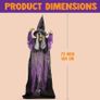 182.9 cm Hanging Animated Talking Witch Decoration (Blue) with Luminous Eyes and Sound Activation Function for Halloween Haunted House Props Decor, Halloween Hanging Decorations, Outdoor Indoor Image 6
