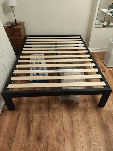 Zinus Double Bed Frame (Black Metal) + IKEA Mattress