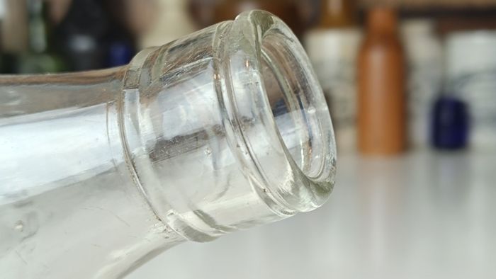 504 - Vintage Clear Glass Cork Top Collectible Decorative Springmount Milk Bottle