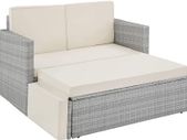 _Poly Rattan Lounge Set, 2-Seater Sofa with Backrest,