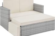 _Poly Rattan Lounge Set, 2-Seater Sofa with Backrest,