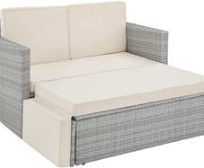 _Poly Rattan Lounge Set, 2-Seater Sofa with Backrest,