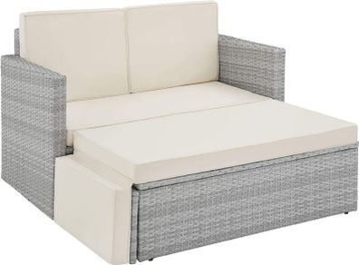 _Poly Rattan Lounge Set, 2-Seater Sofa with Backrest,