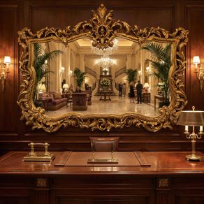 This is a fabulous old mirror...great size ...3d carving