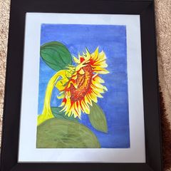 Watercolour - Sunflower (paint 43/31cm frame 61/51cm)