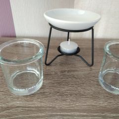 Yankee Candle Glass Votive Holders and Ceramic Tart Burner and Tea Light