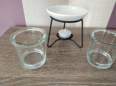 Yankee Candle Glass Votive Holders and Ceramic Tart Burner and Tea Light