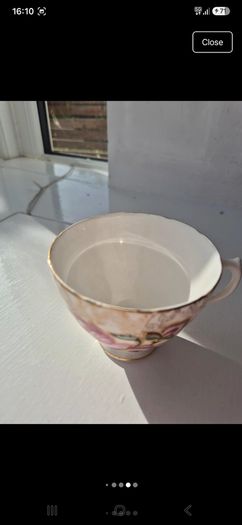 Vintage English Bone China Tea Set 22k Gold Chintz Pink Floral 6pc