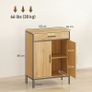Bathroom cabinet, two-tier shelves, large drawer, industrial style, oak effect Image 3