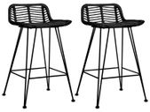 Bar Chairs 2 pcs Black Rattan