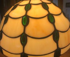 tiffany style cream and green stained glass ceiling lightshades - set of two