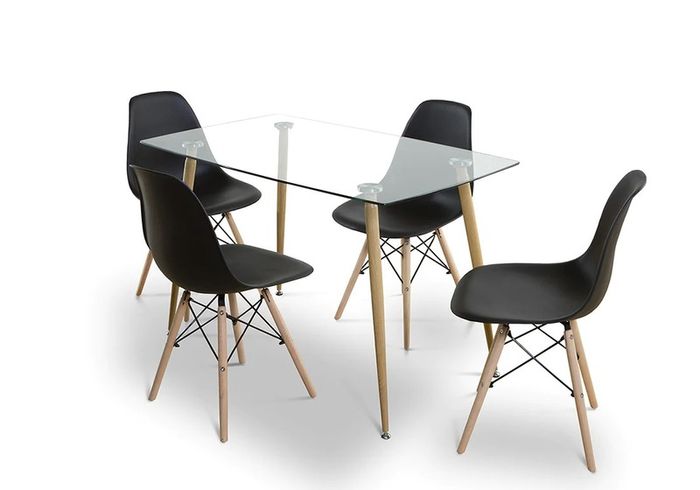 Nordic Dining Set 4 chairs Black . Free delivery