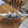 Boat sheaped holder of Cobalt Blue Glass Vintage Condiment / cruet Set Silver Plated Tableware, Made in England Image 2