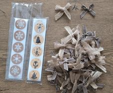 Bundle of rustic Christmas stickers and mini bows