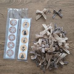Bundle of rustic Christmas stickers and mini bows