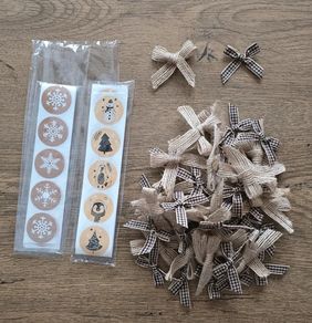 Bundle of rustic Christmas stickers and mini bows