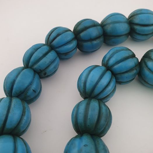 Antique African Turqouise Blue Melon Shape Beads Necklace Strands
