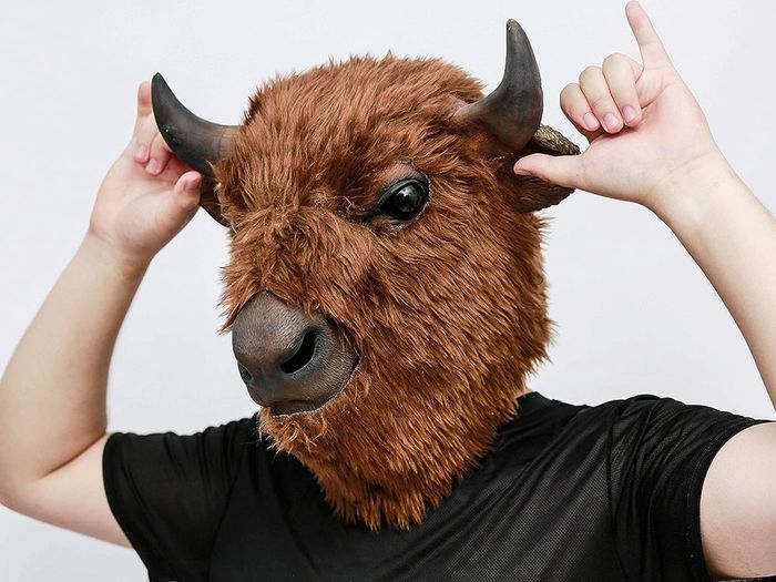 Bison Mask Animal Latex Full Head Realistic Plush Masks Fancy Dress for Halloween Carnival Costume Party Yak Buffalo Bull Mask