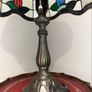 Tiffany-style stained glass table lamp featuring a floral motif Image 3