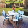 6ft Trestle Table, Trestle Heavy Duty Plastic Fold-in-Half Portable Dining Table w/Carry Handle Indoor Outdoor for Camping Picnic Garden Party BBQ (FREE POATAGE) Image 6