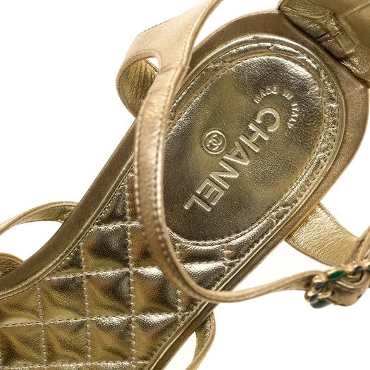 Chanel Gold Gladiator Sandals Size 40