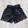 Zara Size M Black Faux Leather Paperbag Shorts With Belt NWT Image 3