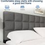 King Bed Frame, Easy Assembly, Sturdy Wooden Slat Support, Upholstered Platform with Headboard, No Box Spring Needed, Gray King Bed 150 by 200 Image 5