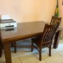 Antique Dining Table with Glass Top Cover Image 2