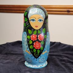Vintage Russian Matryoshka Nesting Dolls 10 Pieces Moscow 1991 Signed S A Petukhova 25cm