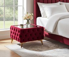 Chester Lux Coffee Table Velvet Square 63x63x45cm with Glass F