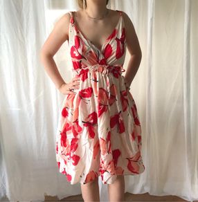 Moschino peach colour butterfly print dress size 12