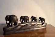 Vintage African Hand Carved Elephant Parade