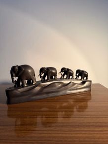 Vintage African Hand Carved Elephant Parade