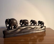 Vintage African Hand Carved Elephant Parade