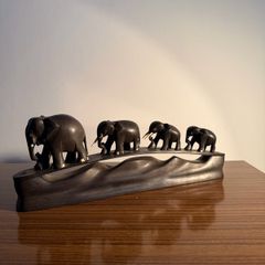 Vintage African Hand Carved Elephant Parade