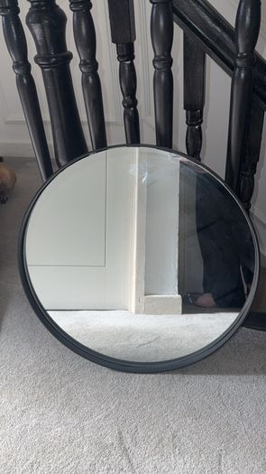 Round Black Metal Frame Mirror (50cm) Heavy Quality