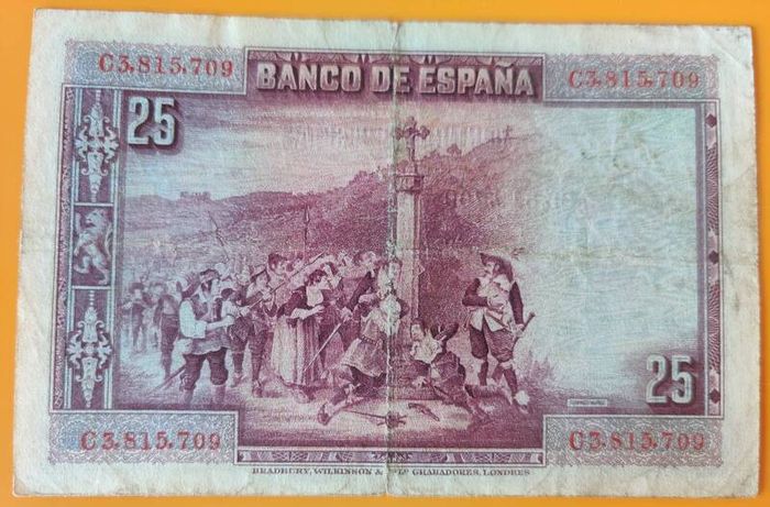 1928 Spain 25 Pesetas Calderon De La Barca