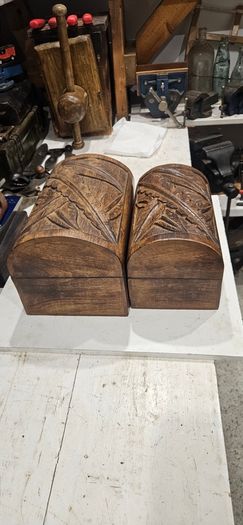 pair of wooden boxes