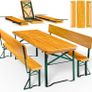 Wooden Folding Picnic Table and Bench Set with Backrests Seats 8 Image 5