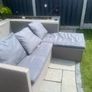 L shaped rattan couch with cushions. In great condition Image 2