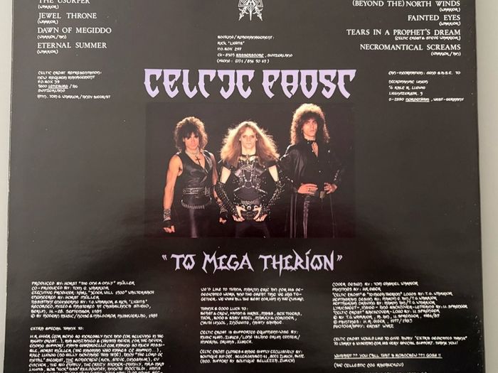 Collector's quality first pressing. Celtic Frost - To Mega Therion. Mega rare in this condition forty years on from its release.  Gatefold artwork by HR Geiger, with printed  inner. Doubt there is a better one for sale anywhere in the world.