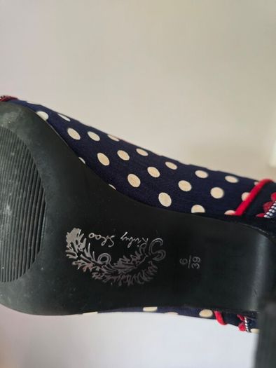 Ruby Shoo Retro Polka Dot Heels with Satin Bows - Size UK 6 / EU 39