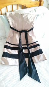 Cream + Black Boob Tube Dress - Size 8