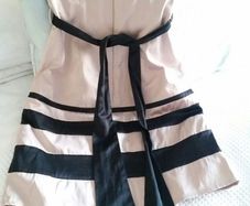 Cream + Black Boob Tube Dress - Size 8