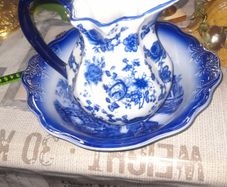 Beautiful Old Style Blue and White Jug and Basin, Postage Available, Lots more Antiques and Collectables including Oil Lamps in my other ads