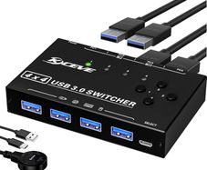 4-Port USB 3.0 Switch with Remote: Share Devices Effortlessly