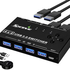 4-Port USB 3.0 Switch with Remote: Share Devices Effortlessly